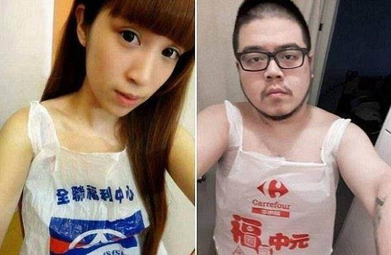 潮流性感太會玩?臺網友流行穿塑料袋自拍