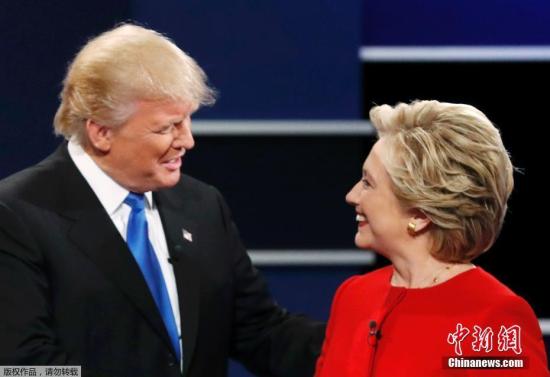 資料圖:當(dāng)?shù)貢r(shí)間9月26日晚,美國大選首場總統(tǒng)候選人辯論登場,希拉里特朗普亮相會(huì)場
